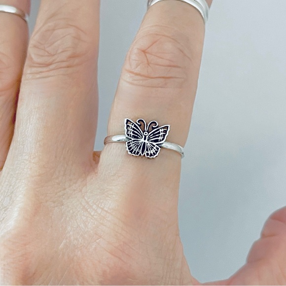 Sterling Silver Small Butterfly Ring, Silver Rings, Spirit Bug Jewelry, Insects - Picture 1 of 13